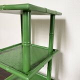 Table with 3 wood and bamboo trays