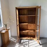 Glass cabinet or display case in pine 1950