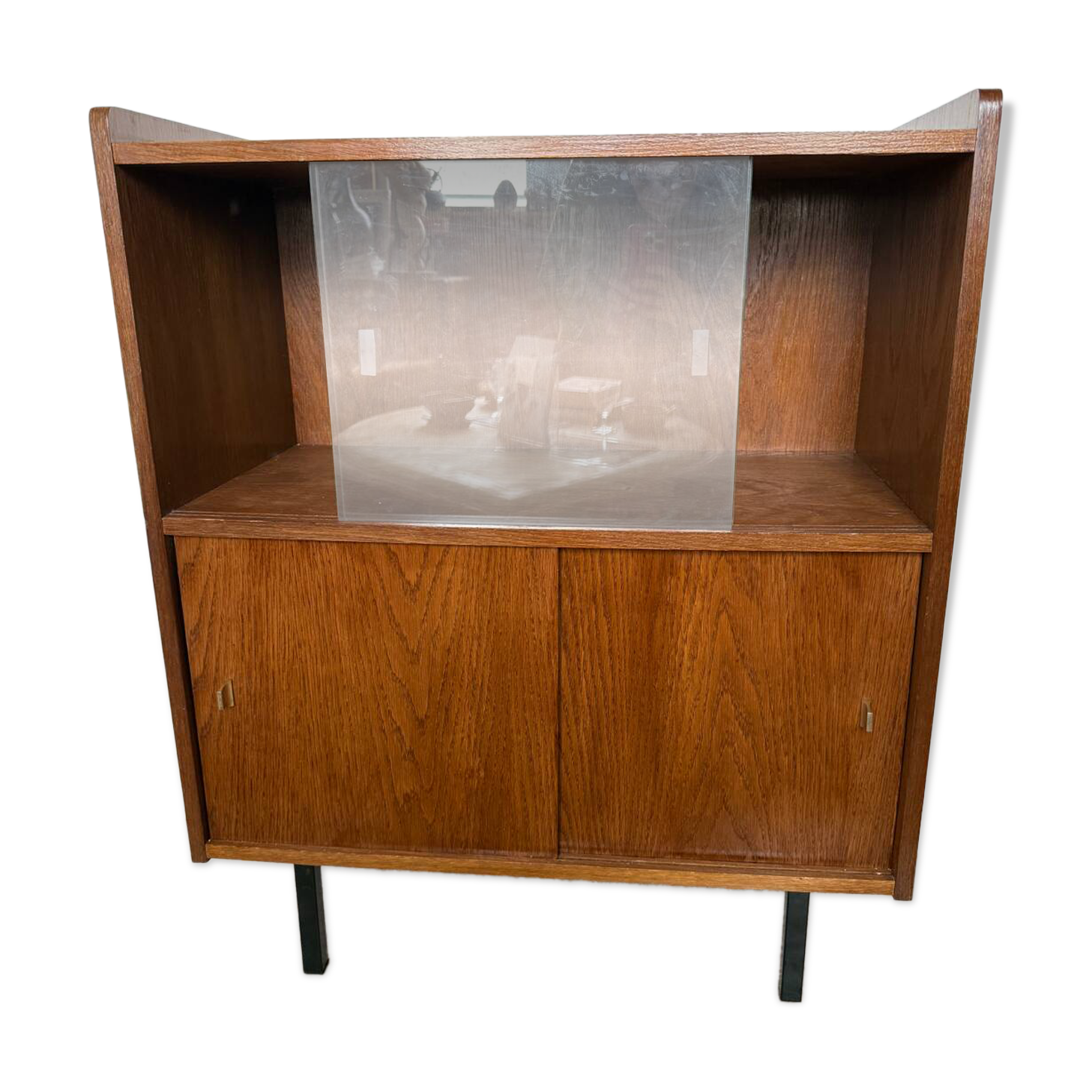 Buffet vaisselier vintage placage chêne