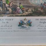 Original engraving of the port of Roscoff. Late 19th century.