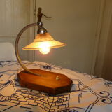 Table lamp or office art deco wooden base