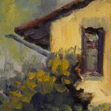 Italian popular scene signed painting oil on board