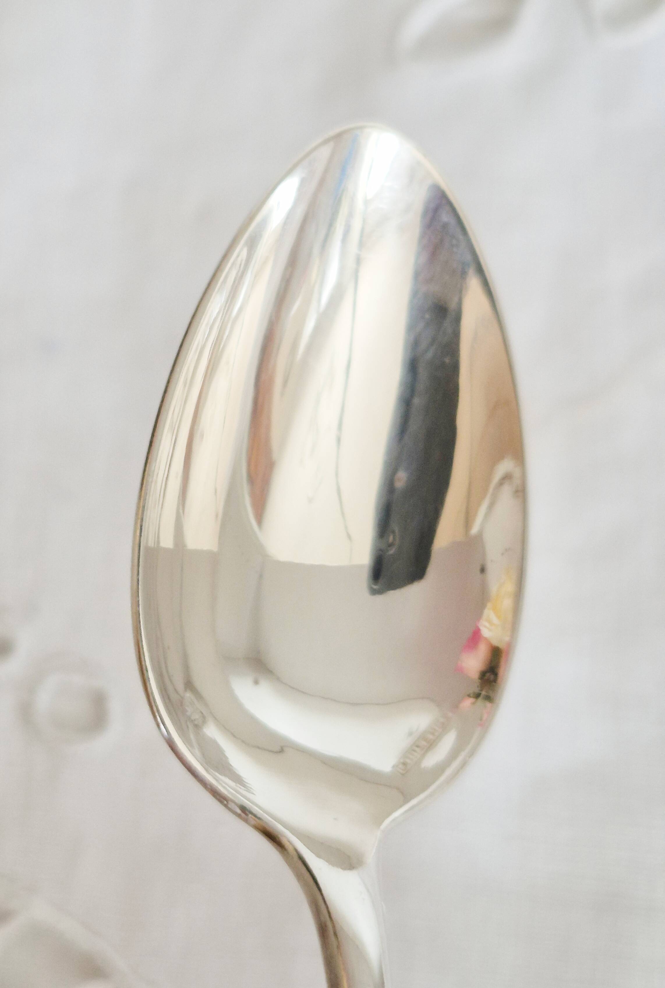Silver dessert or coffee spoons, "Boulenger", Baguette pattern