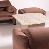 Postmodern travertine stone coffe table, Italy, 1980s