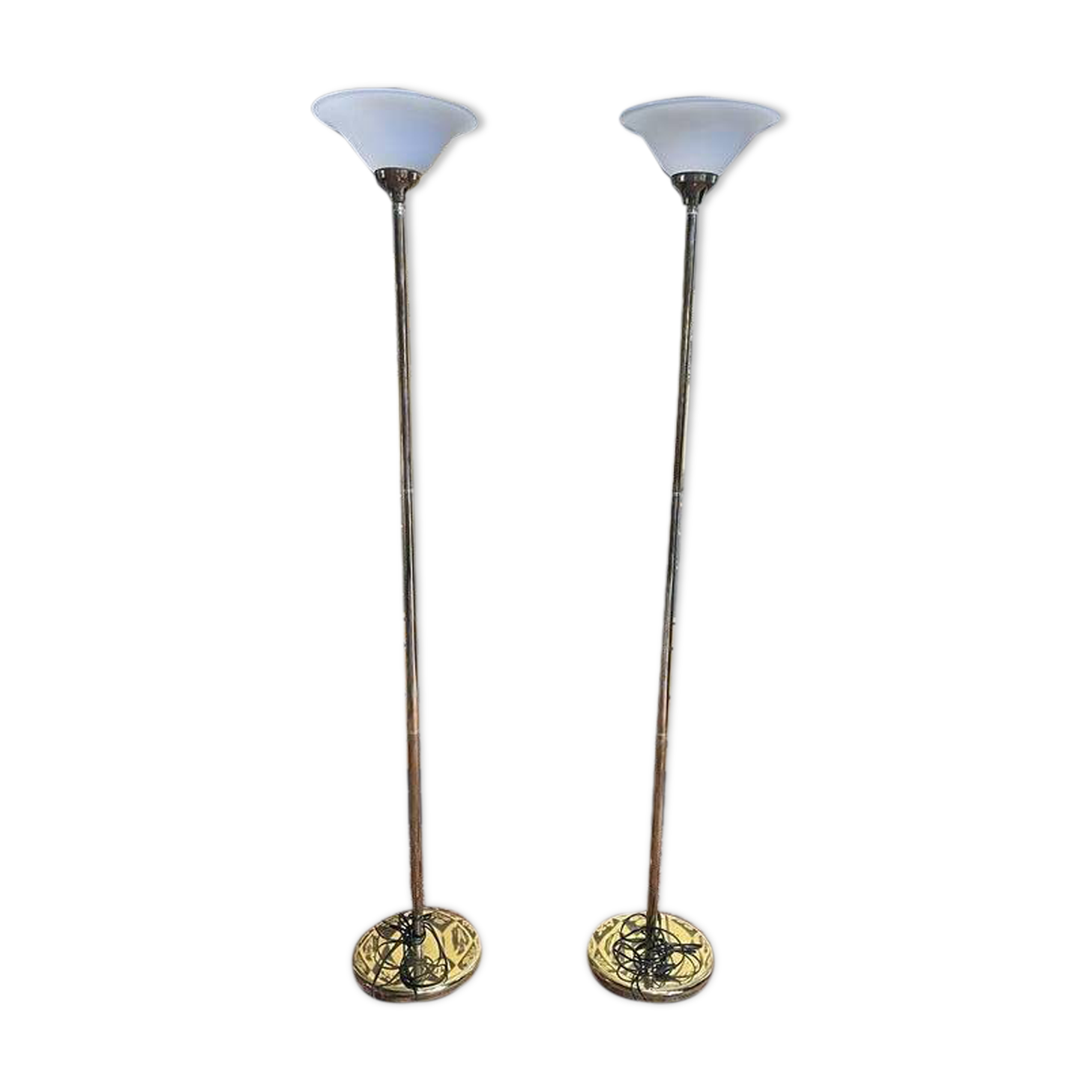 Pair of brass floor lamps