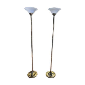 Pair of brass floor lamps
