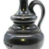 Vase pitcher, glazed ceramic in metallic black signed Jean Marais Vallauris.