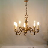 Eight-branched bronze vintage chandelier