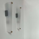 Pair of vintage brass and perspex wall lights, France 1960