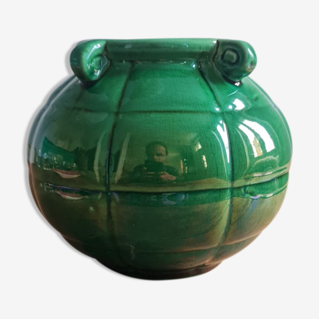 Vase en faïence émaillé vert