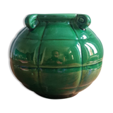 Green glazed earthenware vase