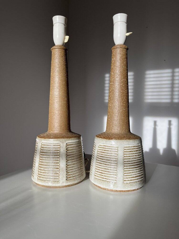 Pair table lamps, Le Klint for Palshus, Denmark, chamotte 1960s, set of 2