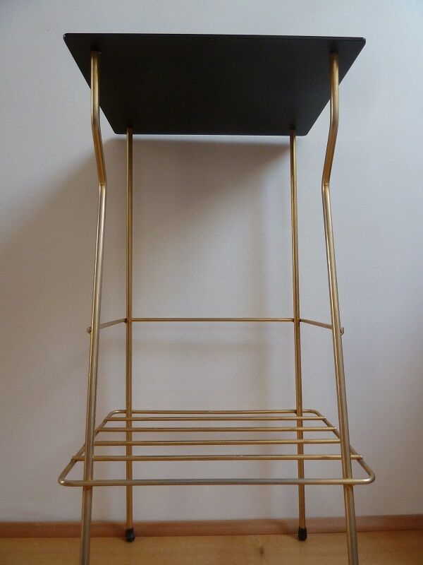 Glass and golden brass fifth wheel/end of sofa