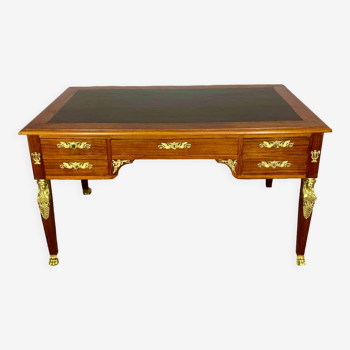 Empire style desk return from egypt double sided in mahogany and gilded bronzes year 1900