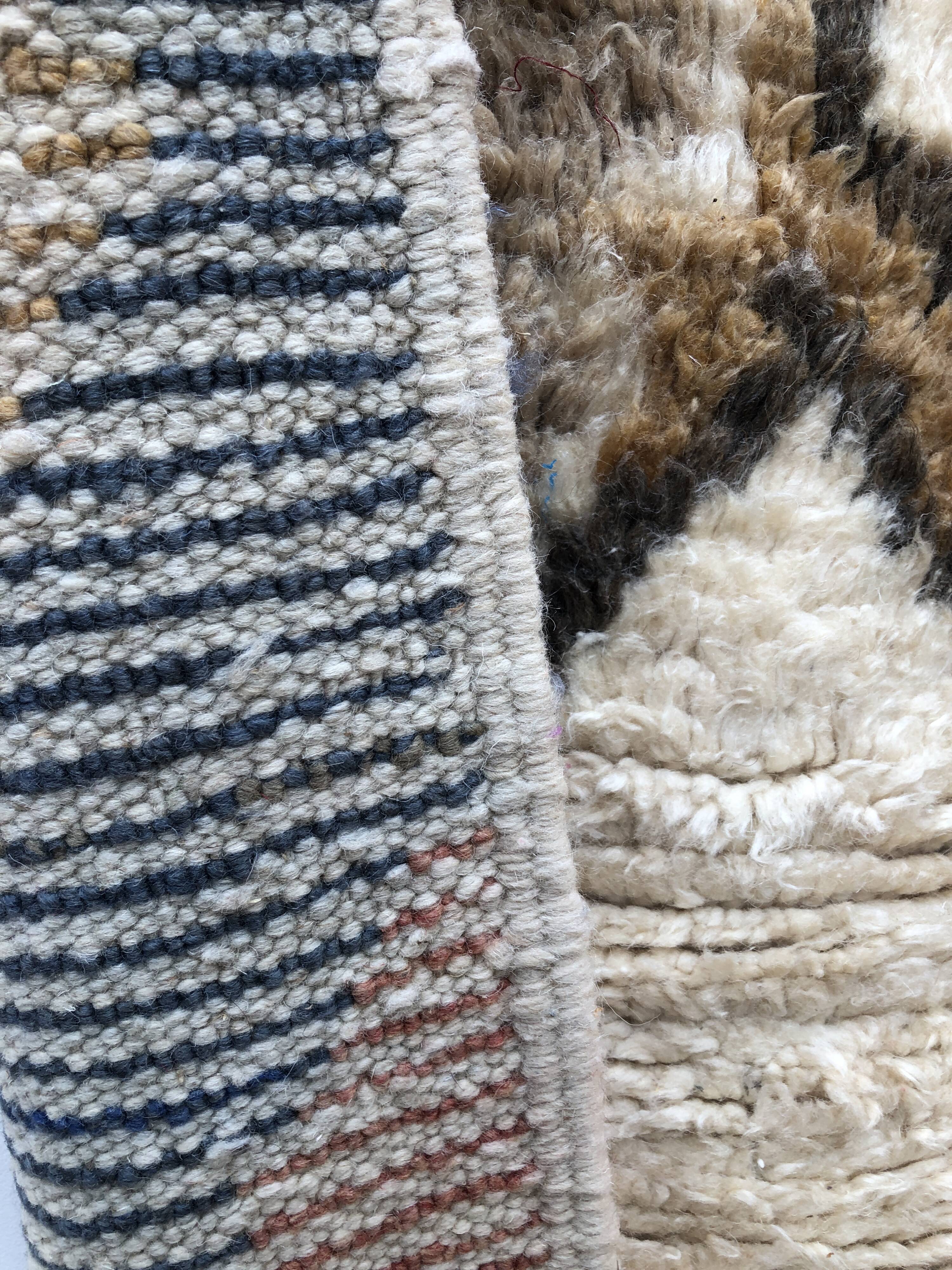 Moroccan Berber rug Boujaad ochre, blue, red and orange 2.56x1.58m