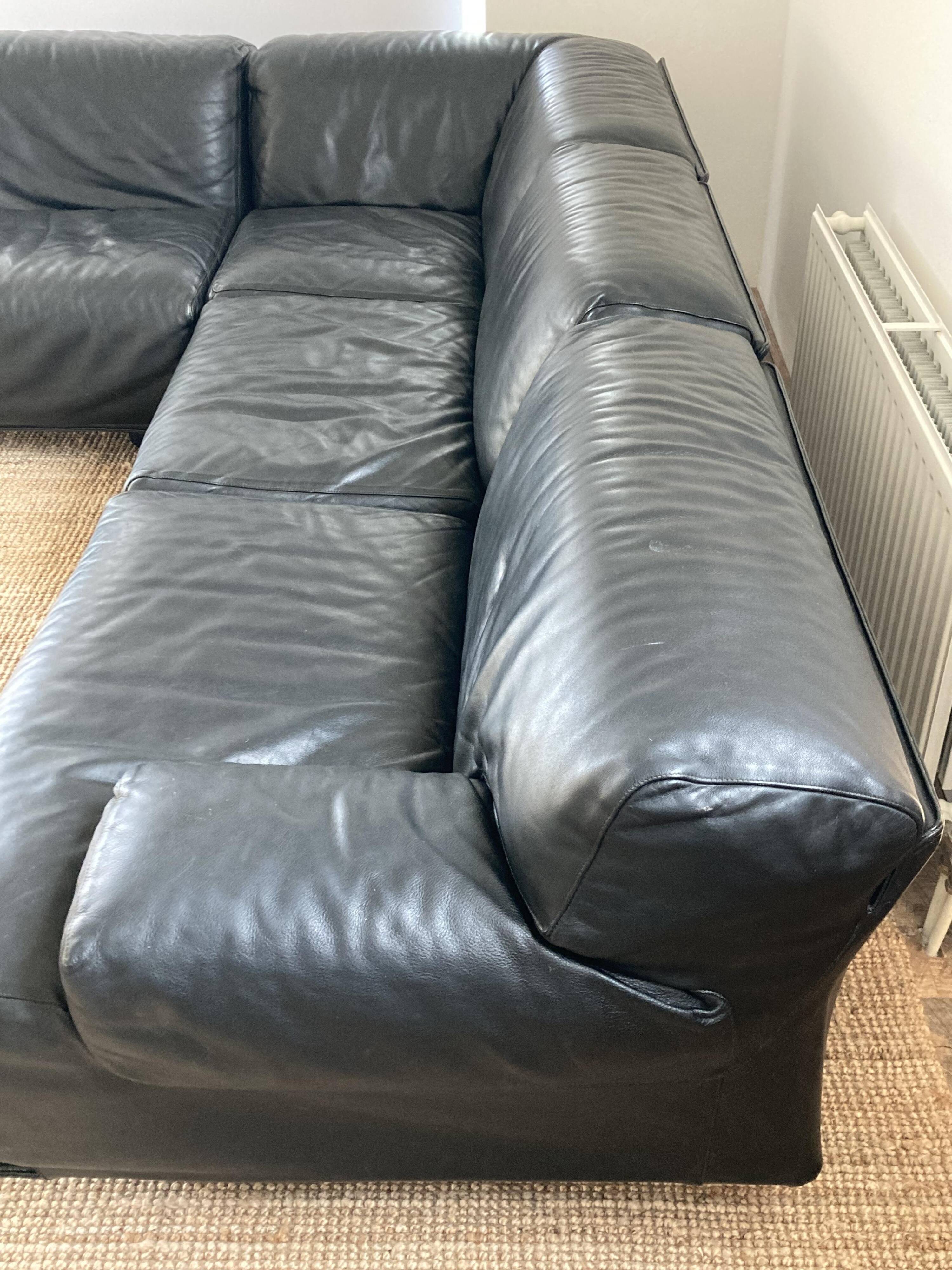 Canapé Modulable Fiandra en Cuir par Vico Magistretti pour Cassina. Italie années 1970