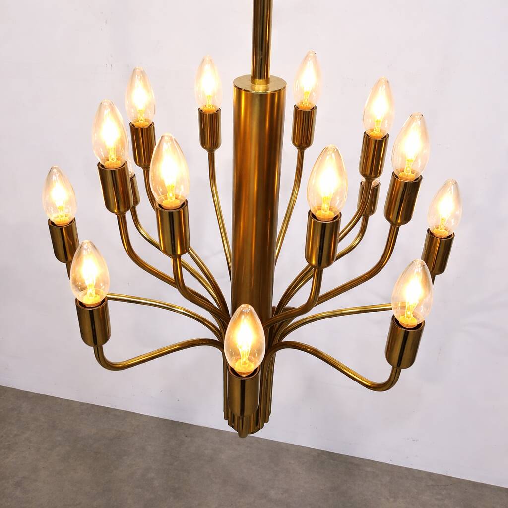 Brass chandelier with 16 lights, 1970s.