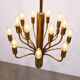 Brass chandelier with 16 lights, 1970s.