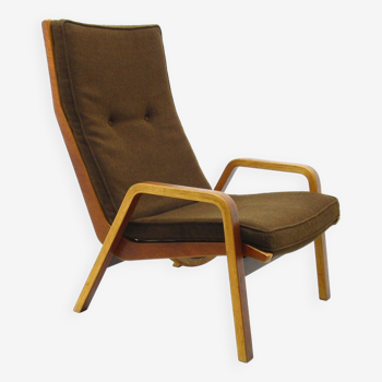 Vintage Armchair in Wood & Fabric, 1960s