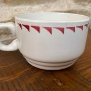Tasse Café Mars décor rose bordeaux et liséré triangles bordeaux