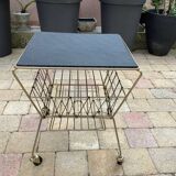 Coffee table with vinyl magazine holder 1960s