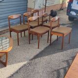 Series of 6 teak chairs around 1960
