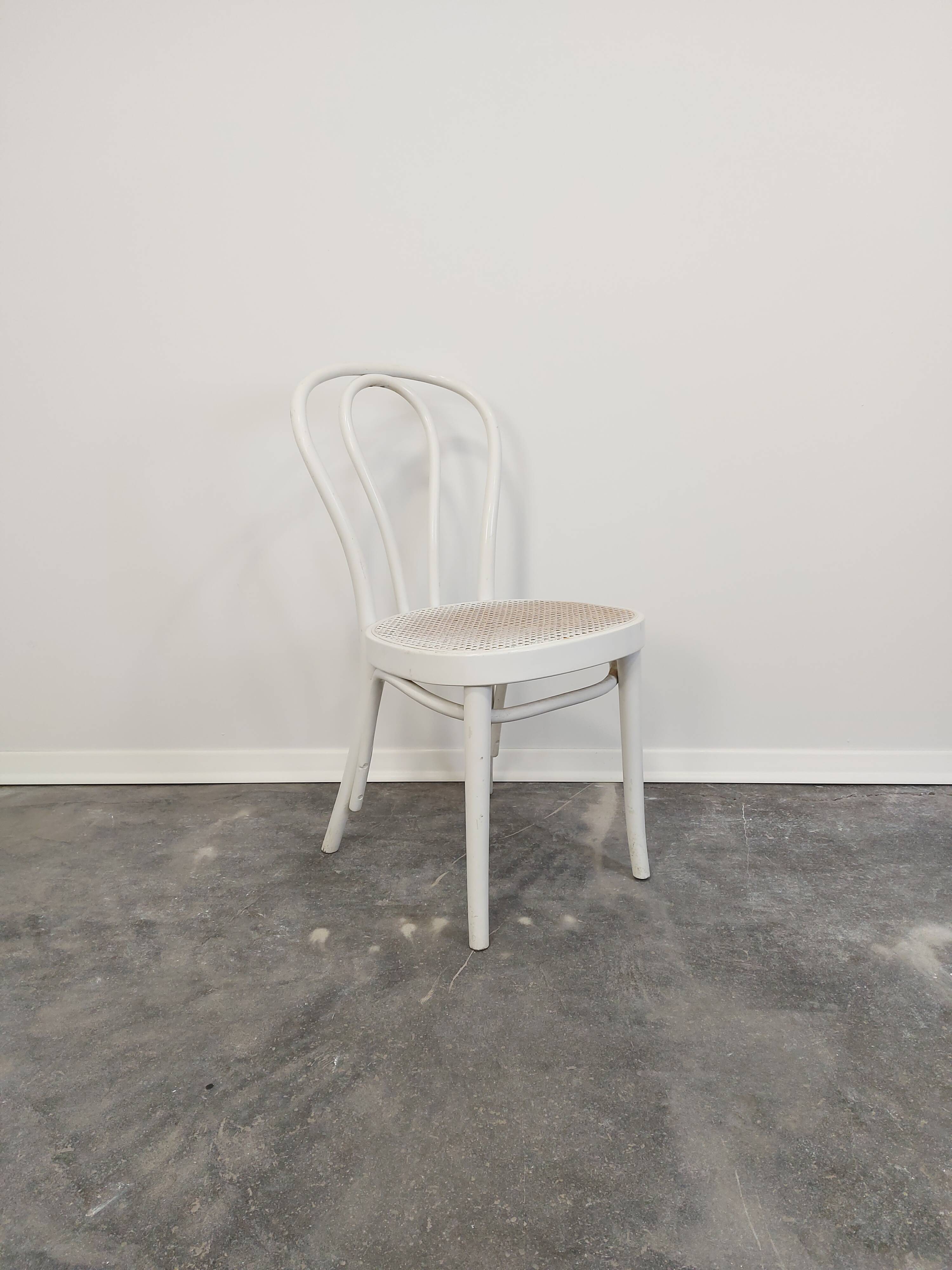 Chaise de salle à manger, canne en bois courbé, n°18, années 1970