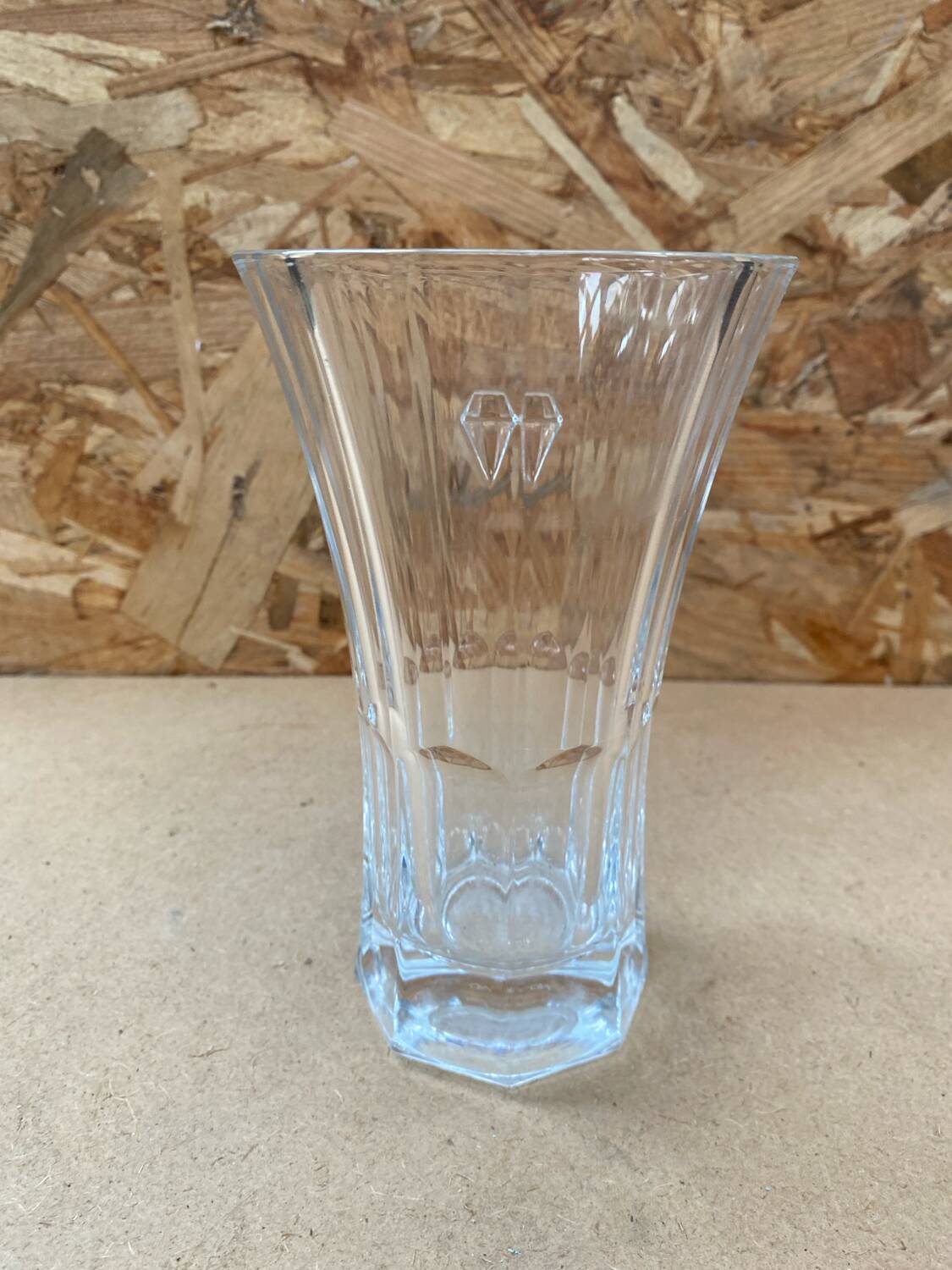 Antique Crystal D'Arques Vase With Diamond Made In France Vintage