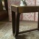 Art Deco console table in oak and walnut – chic and elegant beige marble top