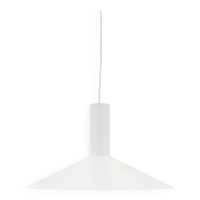Lampe suspendue en métal blanc danois, abat-jour conique, années 2000