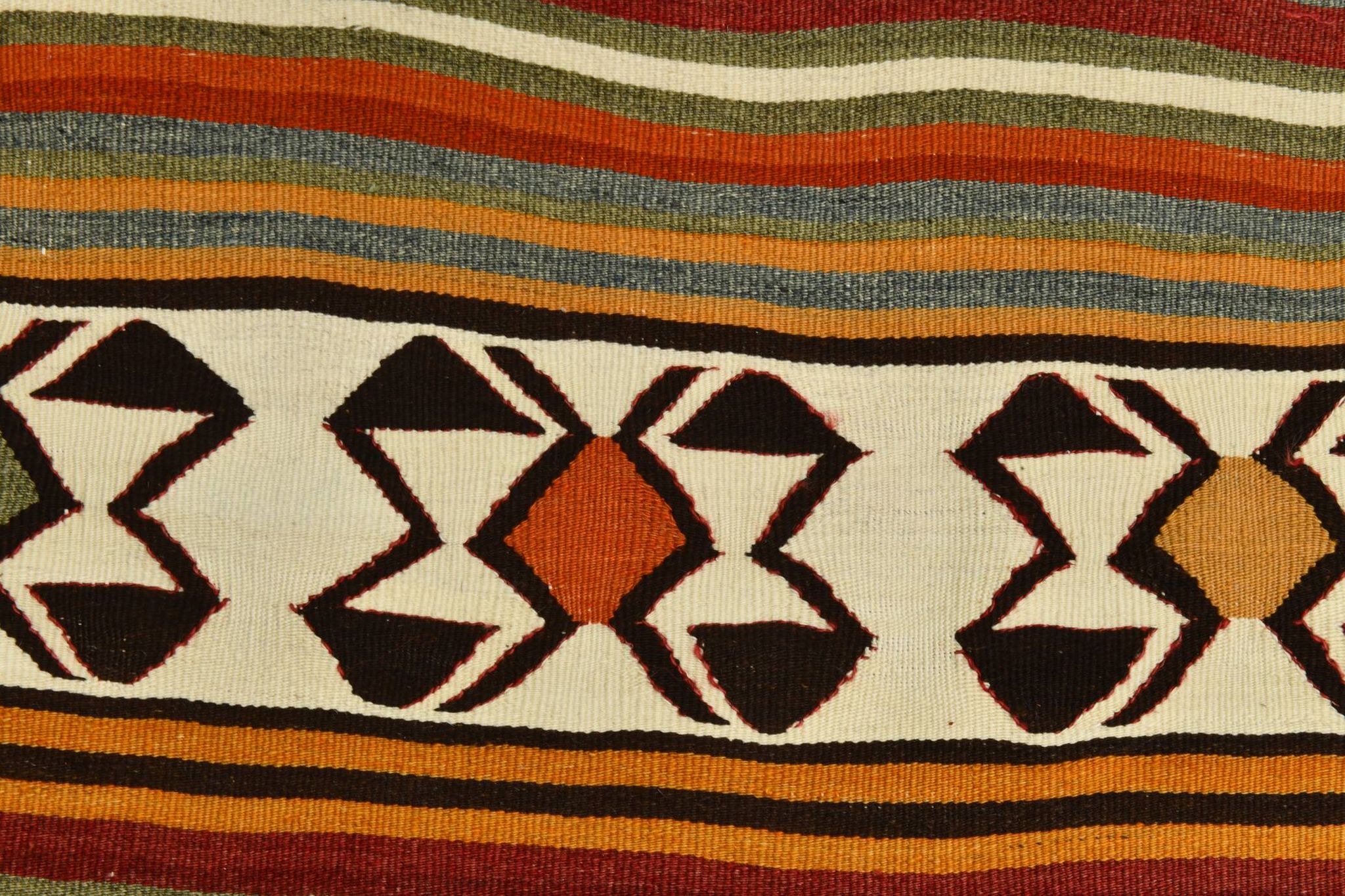 5x9 Striped Anatolian Kilim Rug, Turkish Kilim Rug, 148x264Cm