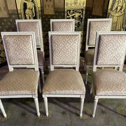 Suite of 6 Louis XVI style chairs in embossed velvet