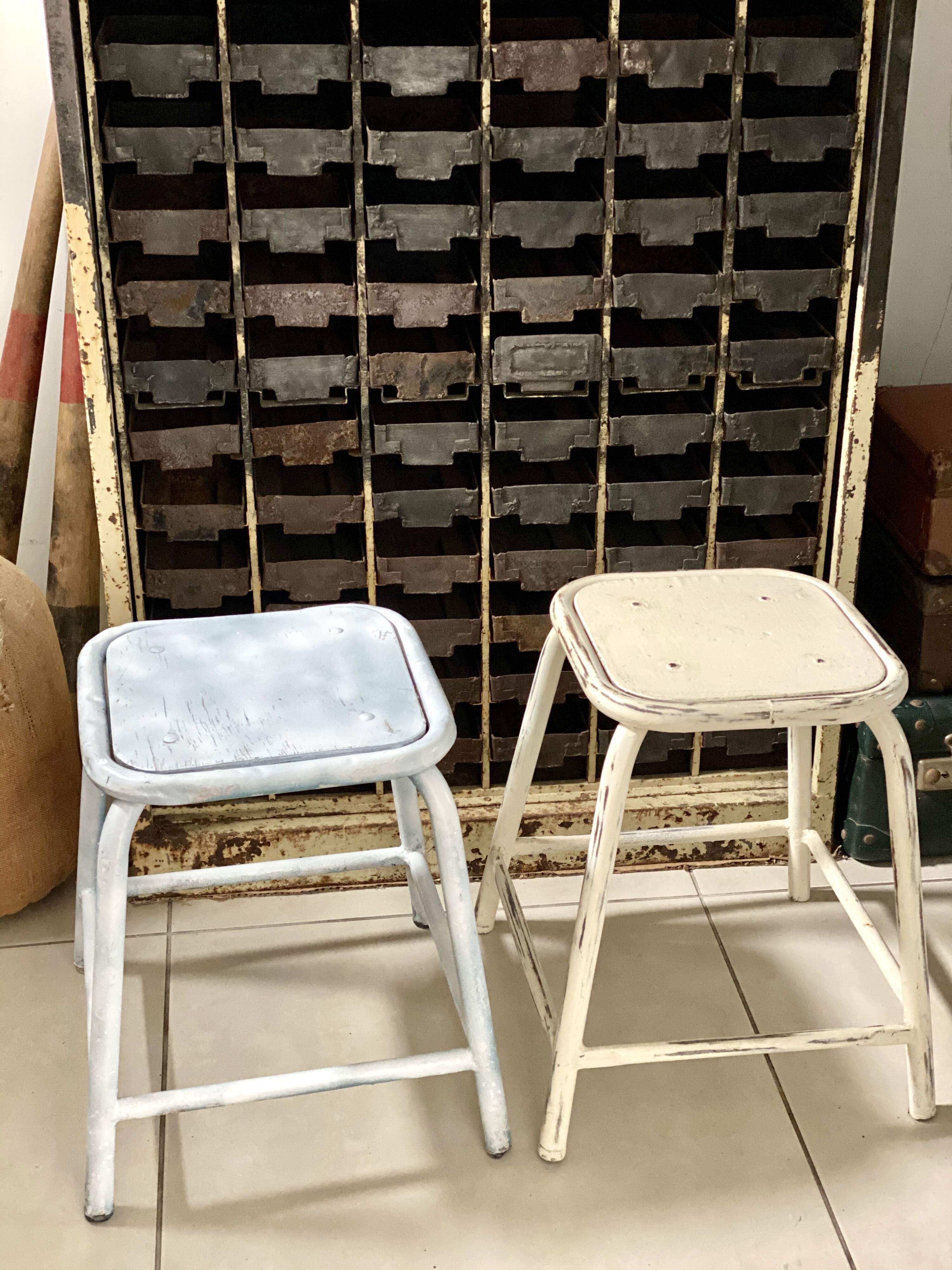 Pair of industrial workshop stools