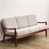 Mid Century Modern 3-Seat Sofa, Ole Wanscher for France & Son, Senator Teak, Danish Design Couch