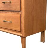 Vintage chest of drawers with compass feet, oak, original patina, 1950s