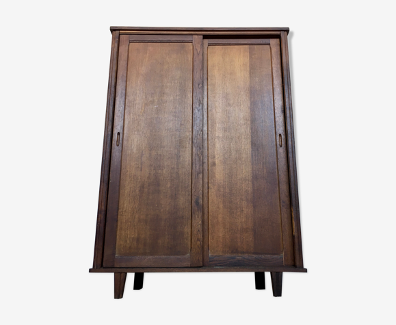Armoire vestiaire penderie vintage en chêne 1950
