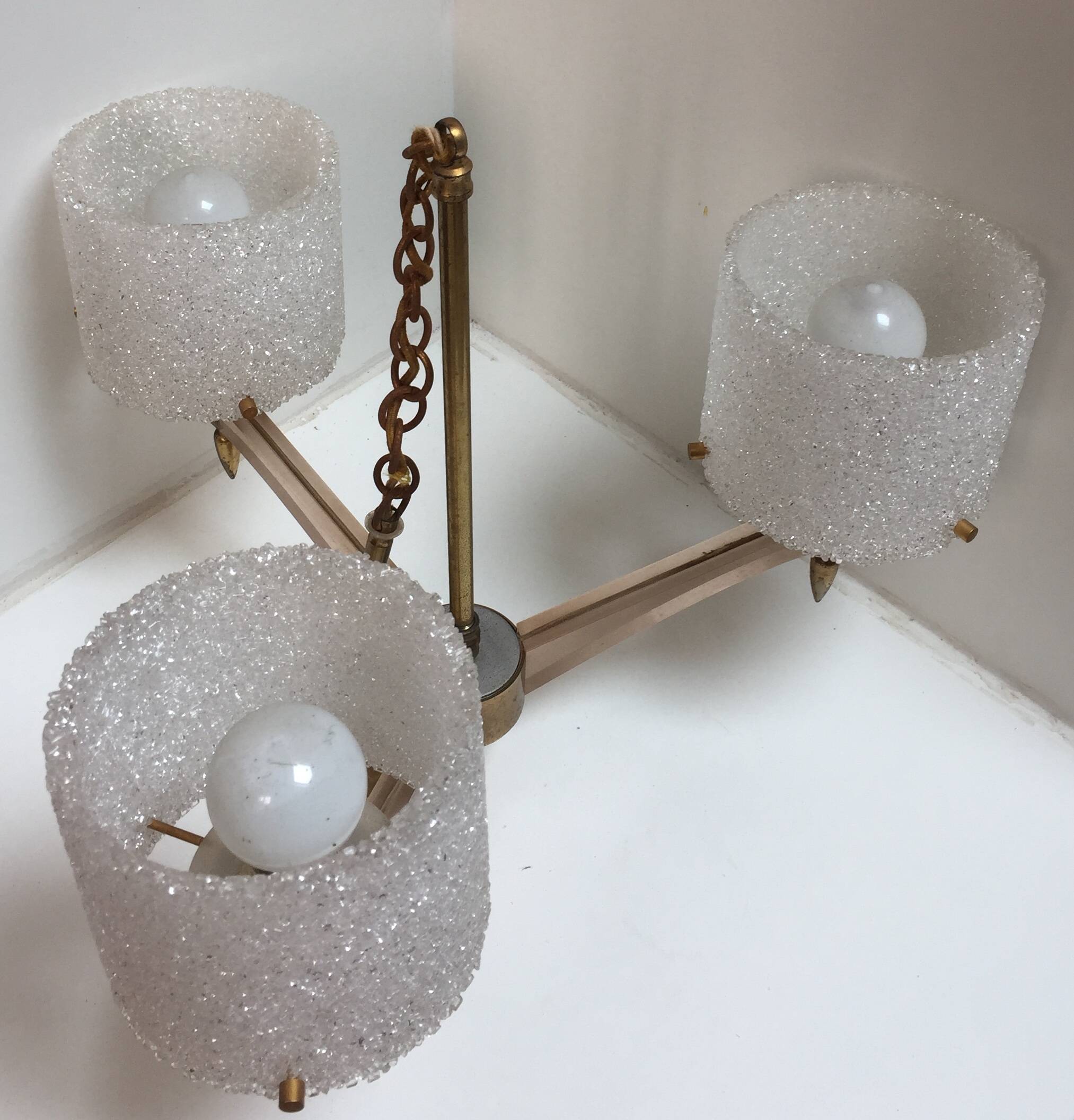 Perspex, brass and plexiglass chandelier from the 1960s