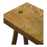 Wabi-Sabi stool in handmade birch, modern Scandinavian style, 1960s.