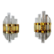 Pair of Venini wall lamps cut glass Murano Italy 1970