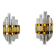 Pair of Venini wall lamps cut glass Murano Italy 1970