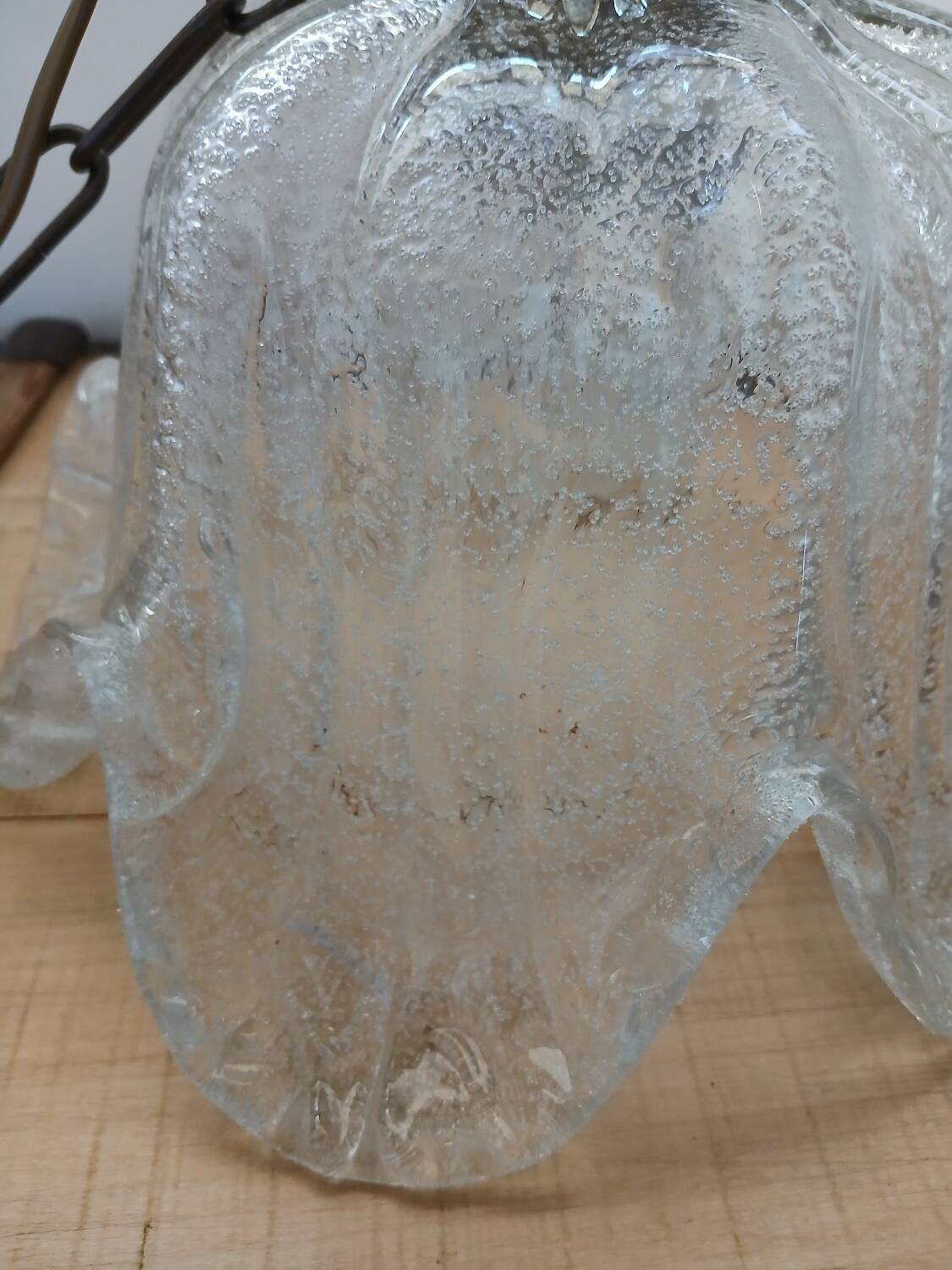 Vintage frosted blown glass pendant light