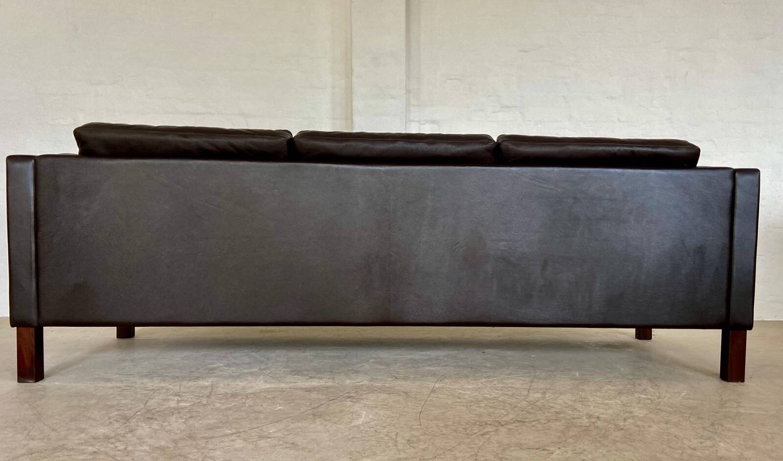 Vintage Danish Erik Jørgensen brown leather 3 seater sofa