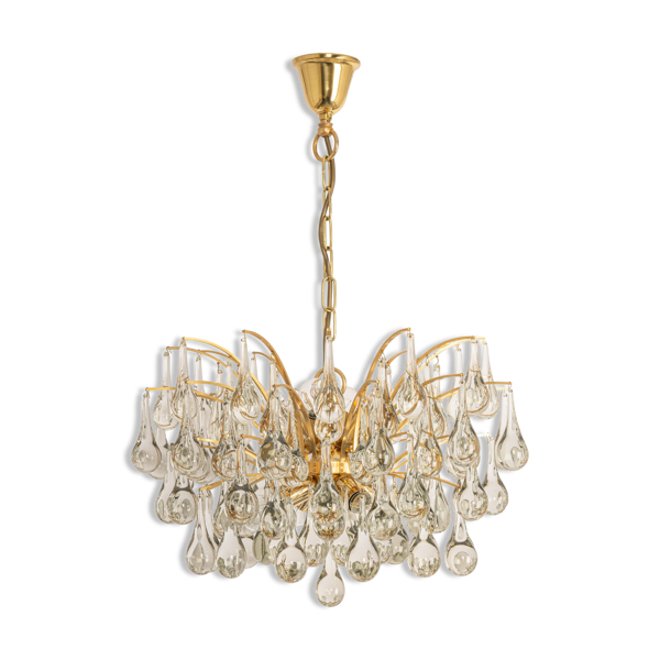 Lustre en verre Murano en forme de goutte, Christoph Palme, Allemagne, années 1970