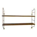 Brass and beech string shelves, 1960