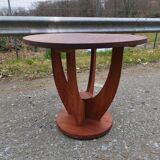 Pedestal table art deco round wood coffee table
