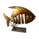 Lampe veilleuse forme poisson, en métal doré, années 70