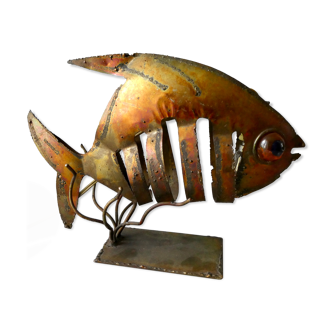 Night light shaped fish, gilded metal, 70s