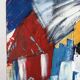 Abstract cubist houses, oil on canvas signed
