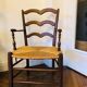 Antique Provencal armchair in wood and straw