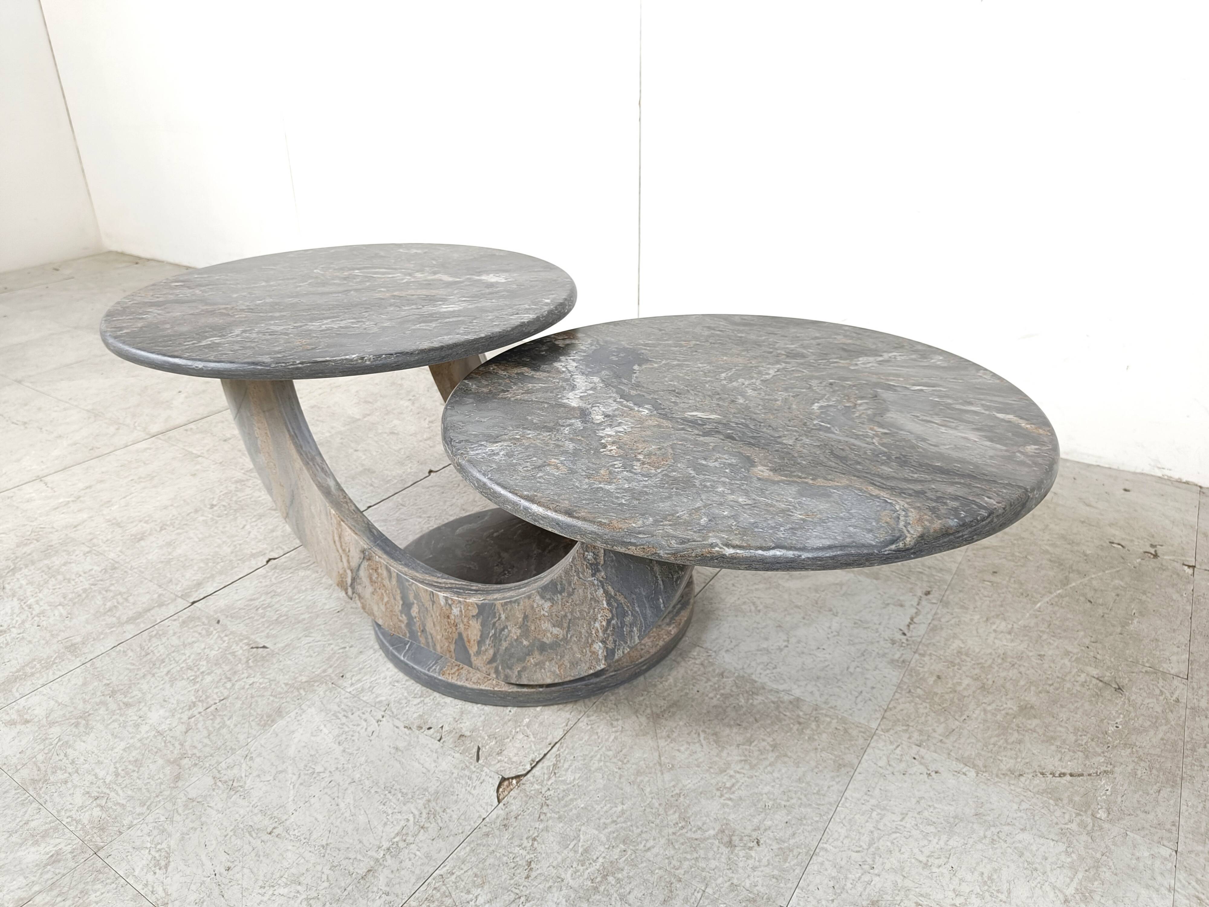 Vintage two tier marble coffee table, 1970s